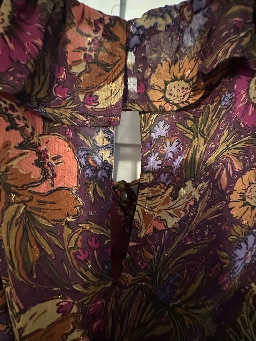 Purple and Gold Paisley Print Long Sleeve Romper - Picture 4 of 7